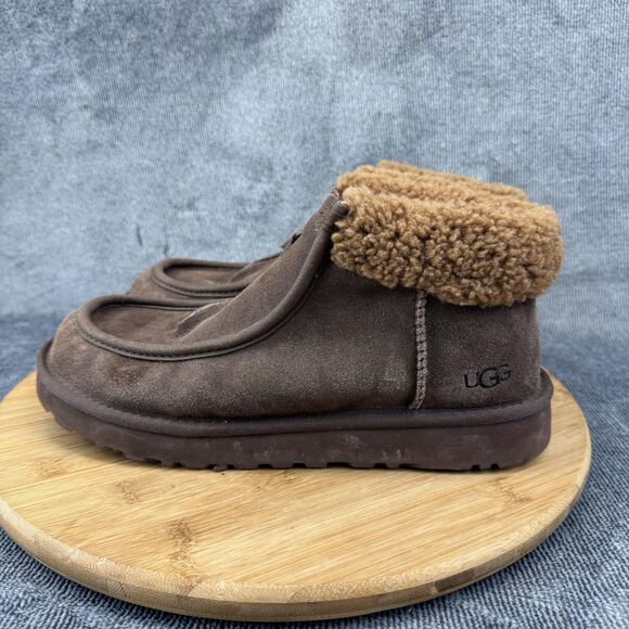 UGG Boots Womens Size 8 Brown Suede Shearling Lined Zip Front Ankle Slippers - Picture 3 of 10